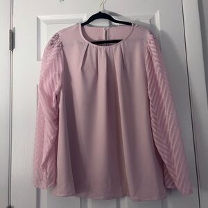 SHEIN Unity Pink Jacquard Sleeve Blouse – Long Sleeved